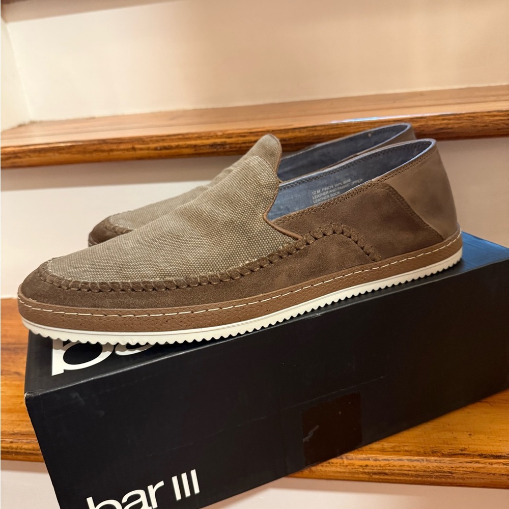 Bar III Men's Tan and Brown Slip-On Loafers